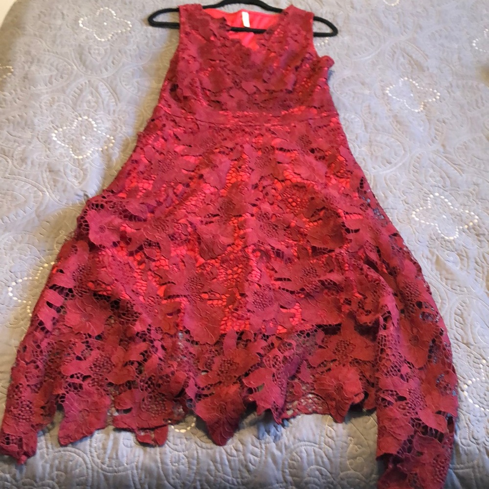 Deep red lace dress